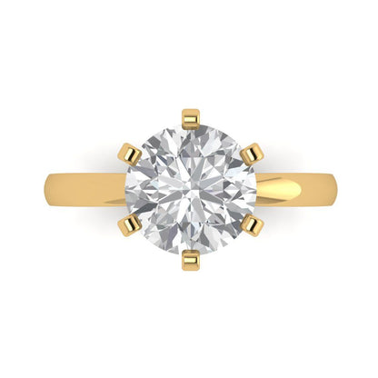 3 cttw Certified Moissanite Solitaire  Engagement Ring - Solid Gold (VVS1, D-F,Round Cut,9mm)