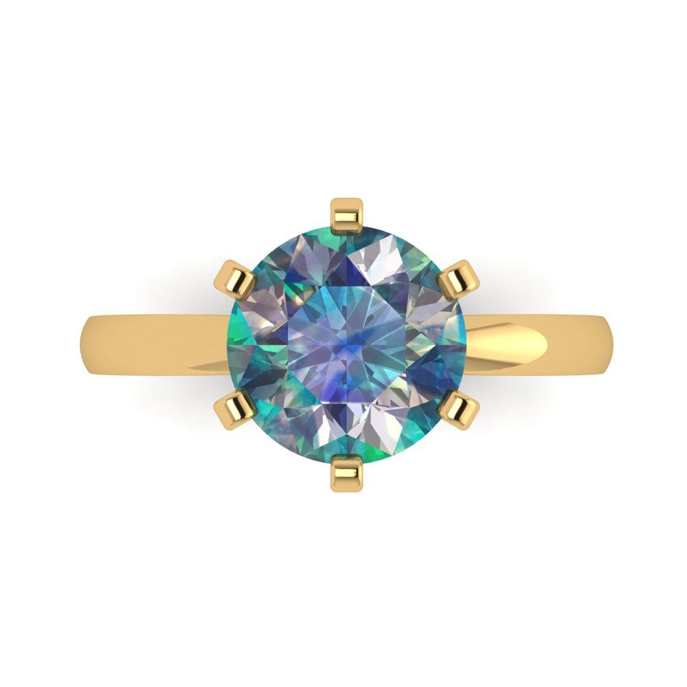 3 cttw Blue Moissanite Solitaire  Engagement Ring - Solid Gold (Round Cut,9mm)