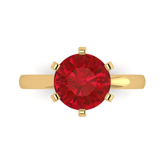 3 cttw Simulated Pink Tourmaline Solitaire  Engagement Ring - Solid Yellow Gold (VVS1, Round Cut,9mm)