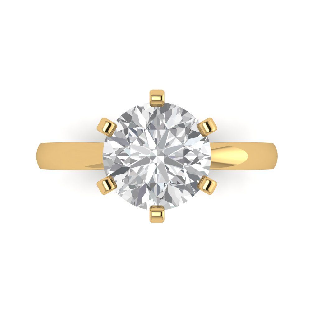 3 cttw White Sapphire Solitaire  Engagement Ring - Solid Gold (Round Cut,9mm)