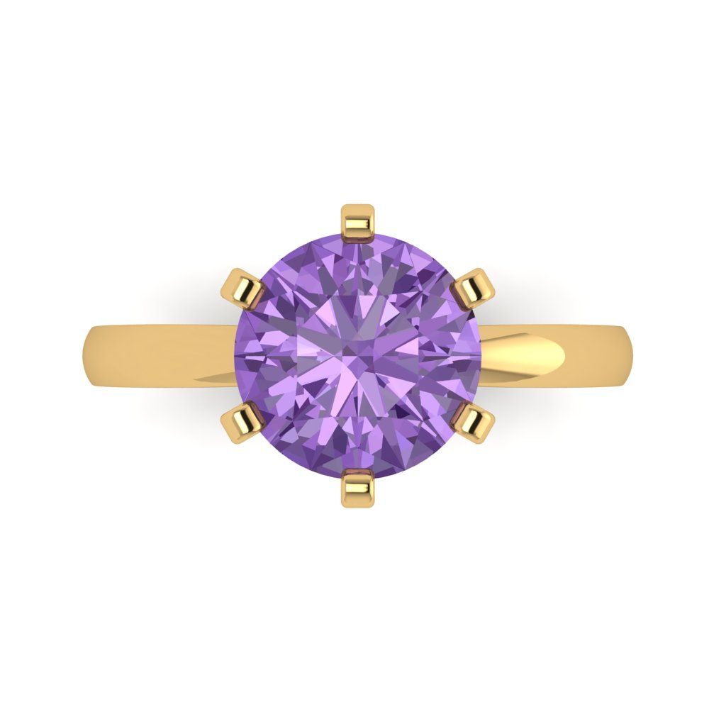 3 cttw Simulated Alexandrite Solitaire  Engagement Ring - Solid Gold (Round Cut,9mm)