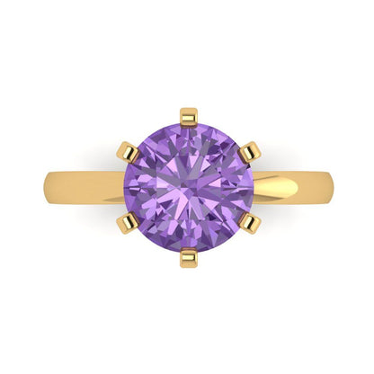 3 cttw Simulated Alexandrite Solitaire  Engagement Ring - Solid Gold (Round Cut,9mm)