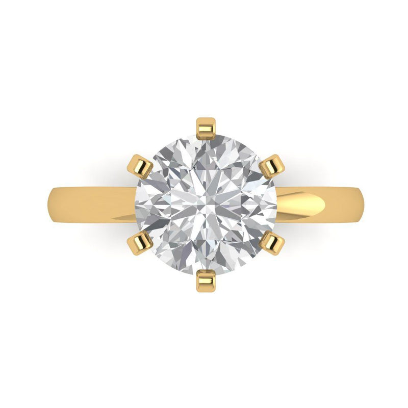 3 ct Brilliant Round Cut Natural Diamond Stone Clarity SI1-2 Color G-H Yellow Gold Solitaire Ring