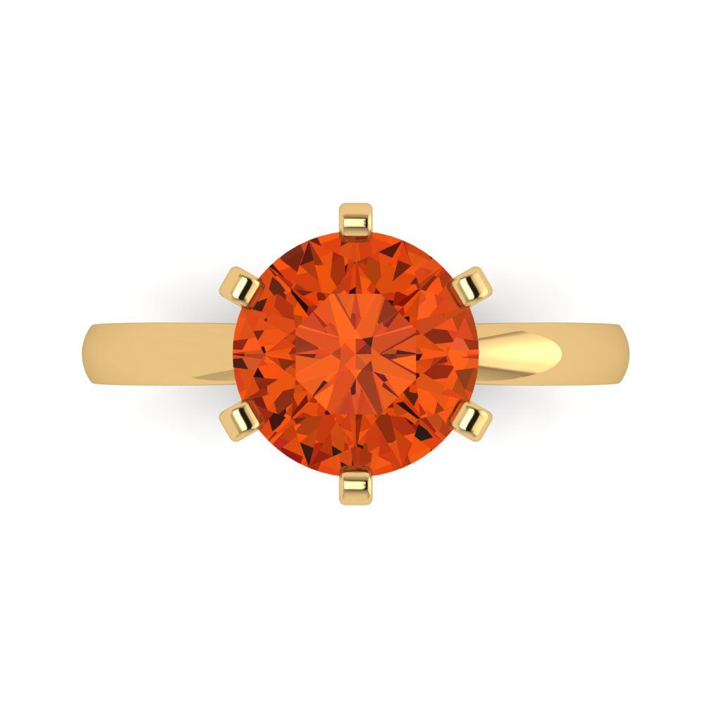 3 cttw Zirconia Simulated Red Diamond Solitaire  Engagement Ring - Solid Gold (VVS1, Round Cut,9mm)