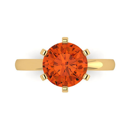 3 cttw Zirconia Simulated Red Diamond Solitaire  Engagement Ring - Solid Gold (VVS1, Round Cut,9mm)