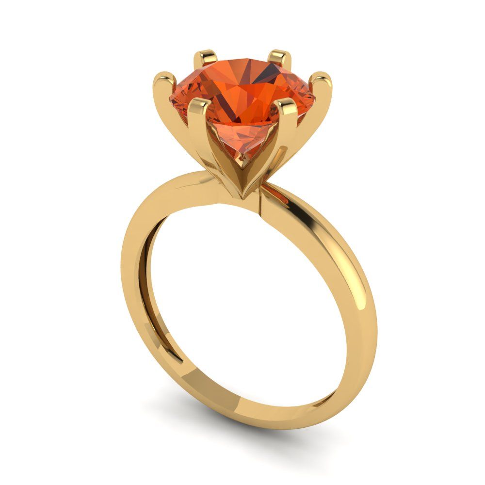 3 cttw Zirconia Simulated Red Diamond Solitaire  Engagement Ring - Solid Gold (VVS1, Round Cut,9mm)