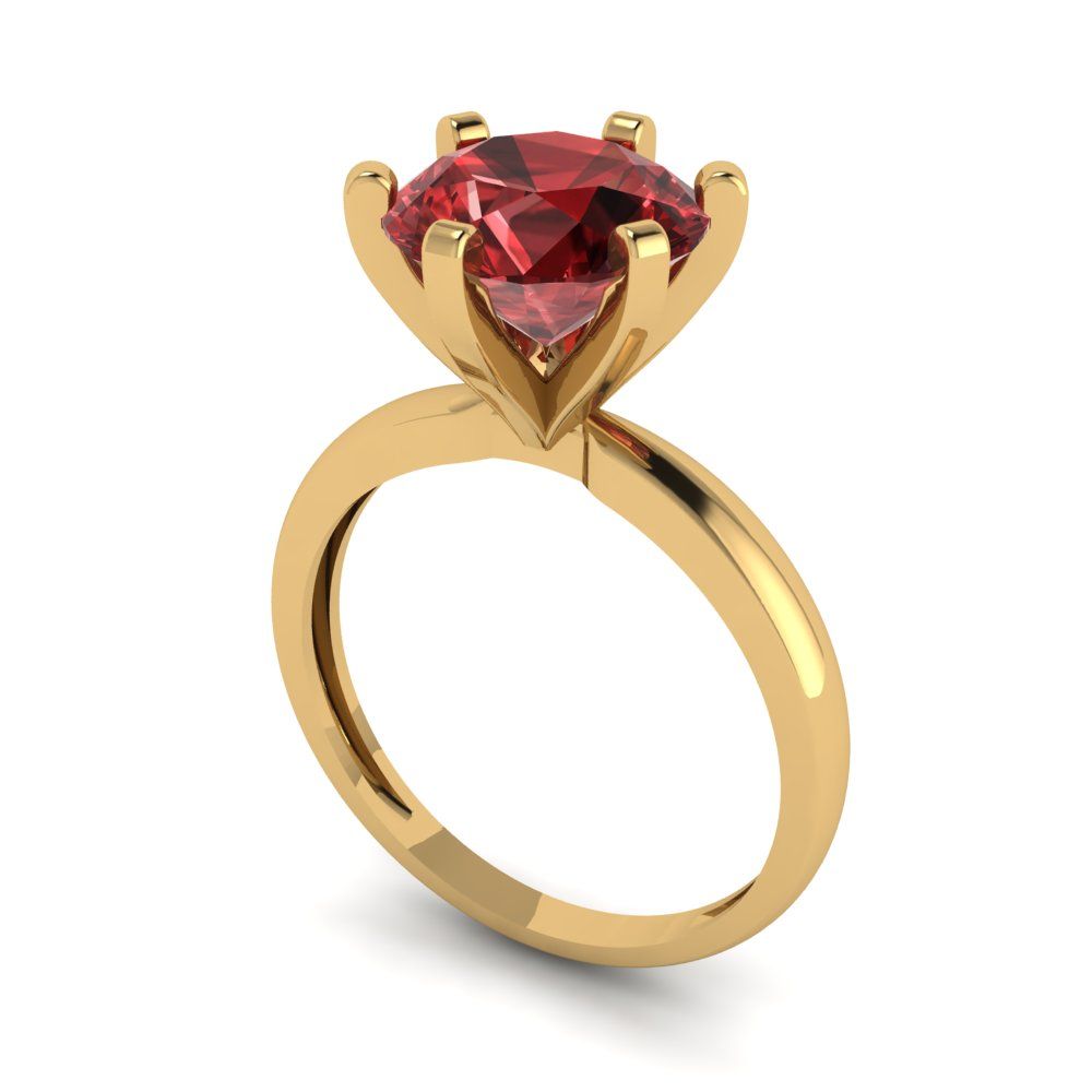 3 cttw Natural Garnet Solitaire  Engagement Ring - Solid Gold (Round Cut,9mm)