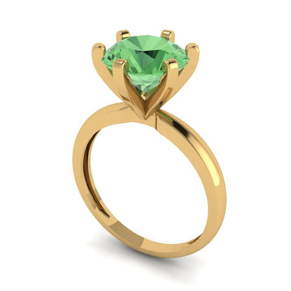 3 cttw Zirconia Simulated Green Diamond Solitaire  Engagement Ring - Solid Gold (VVS1, Round Cut,9mm)