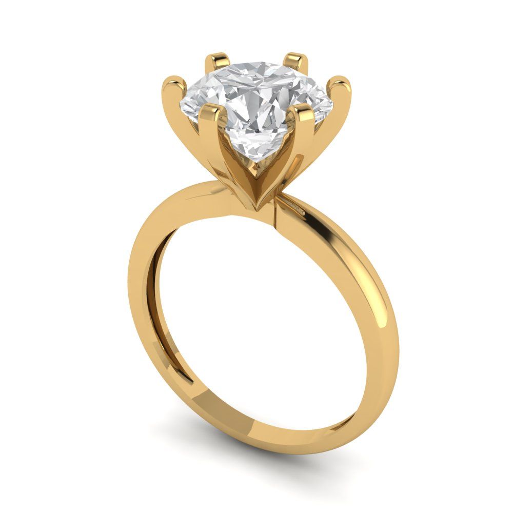 3 cttw White Sapphire Solitaire  Engagement Ring - Solid Gold (Round Cut,9mm)