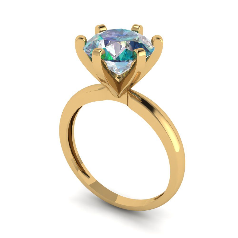 3 cttw Blue Moissanite Solitaire  Engagement Ring - Solid Gold (Round Cut,9mm)