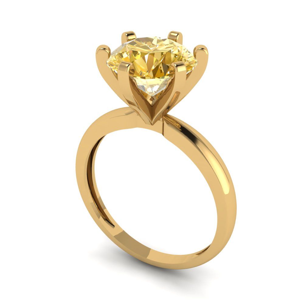 3 cttw Yellow Moissanite Solitaire  Engagement Ring - Solid Gold (Round Cut,9mm)