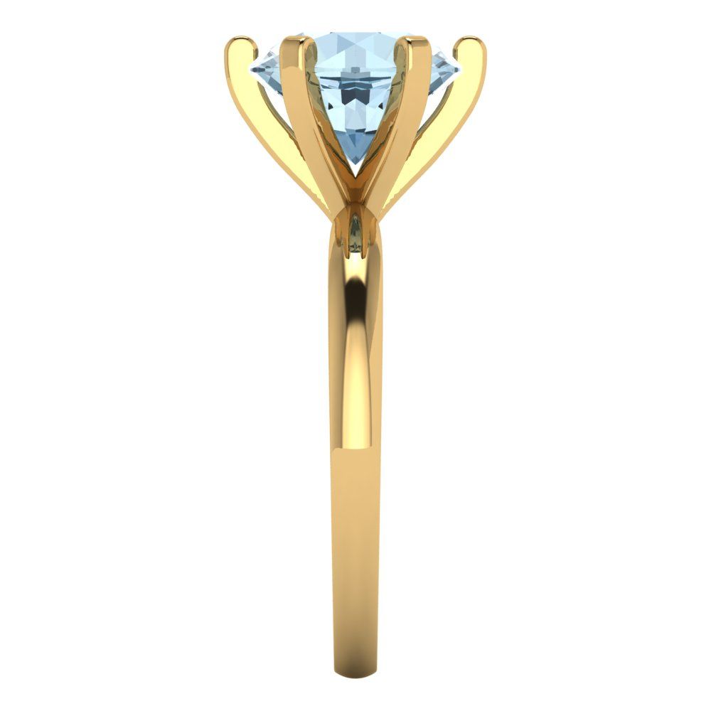 3 cttw Natural Swiss Blue Topaz Solitaire  Engagement Ring - Solid Gold (Round Cut,9mm)