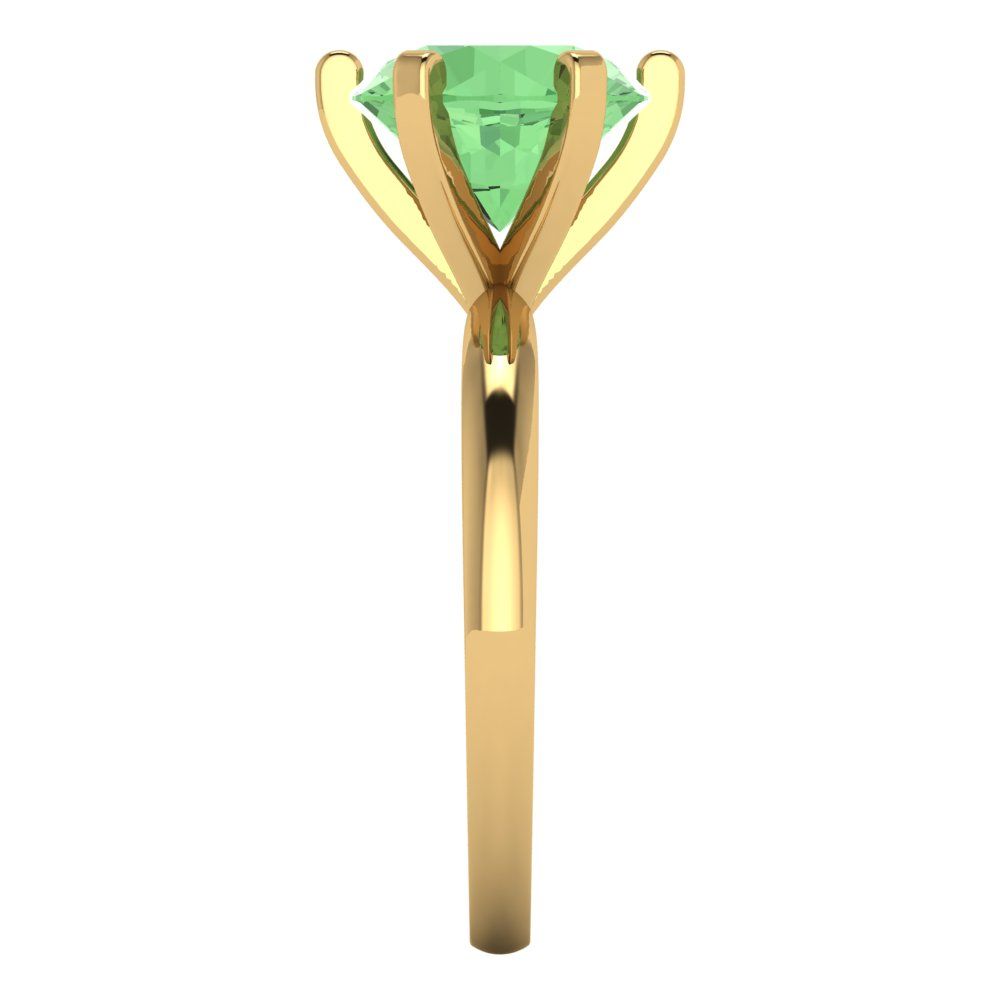 3 cttw Zirconia Simulated Green Diamond Solitaire  Engagement Ring - Solid Gold (VVS1, Round Cut,9mm)