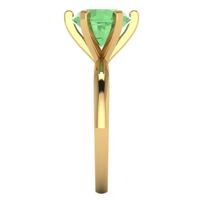 3 cttw Zirconia Simulated Green Diamond Solitaire  Engagement Ring - Solid Gold (VVS1, Round Cut,9mm)