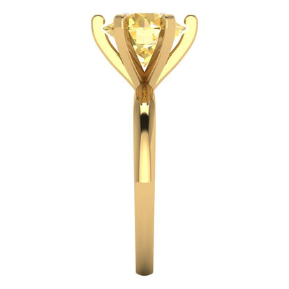 3 cttw Natural Citrine Solitaire  Engagement Ring - Solid Gold (Round Cut,9mm)