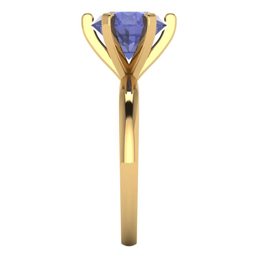 3 cttw Simulated Tanzanite Solitaire  Engagement Ring - Solid Gold (Round Cut,9mm)