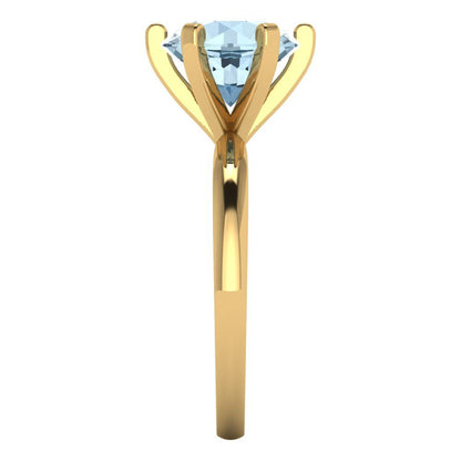 3 cttw Zirconia Simulated Blue Diamond Solitaire  Engagement Ring - Solid Gold (VVS1, Round Cut,9mm)