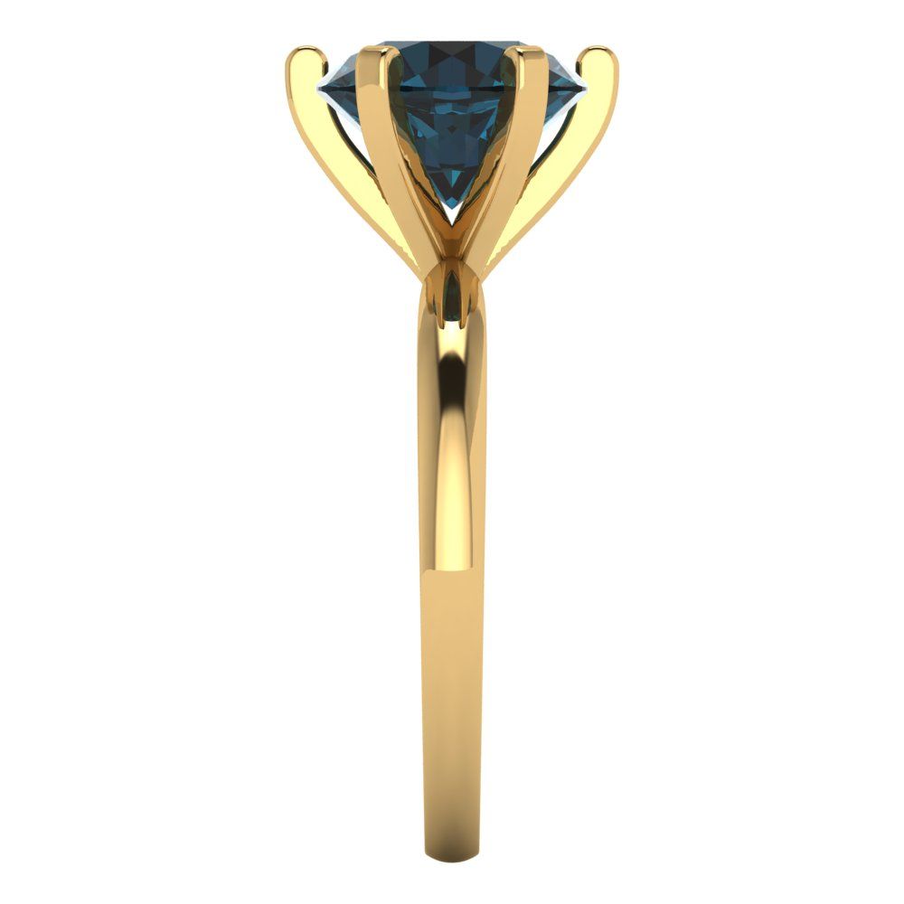 3 cttw Natural London Blue Topaz Solitaire  Engagement Ring - Solid Gold (Round Cut,9mm)