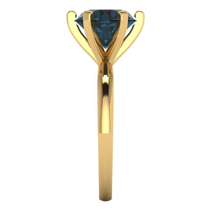 3 cttw Natural London Blue Topaz Solitaire  Engagement Ring - Solid Gold (Round Cut,9mm)