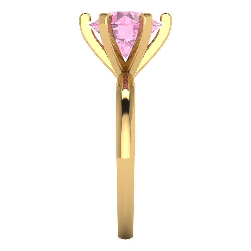 3 cttw Zirconia Simulated Pink Diamond Solitaire  Engagement Ring - Solid Gold (VVS1, Round Cut,9mm)