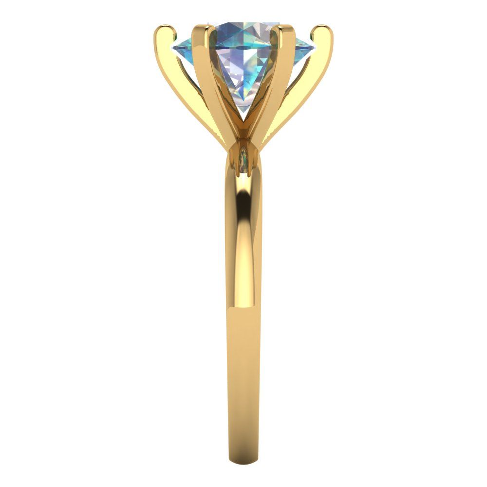 3 cttw Blue Moissanite Solitaire  Engagement Ring - Solid Gold (Round Cut,9mm)