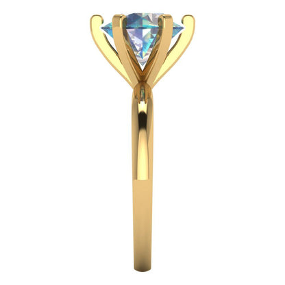 3 cttw Blue Moissanite Solitaire  Engagement Ring - Solid Gold (Round Cut,9mm)