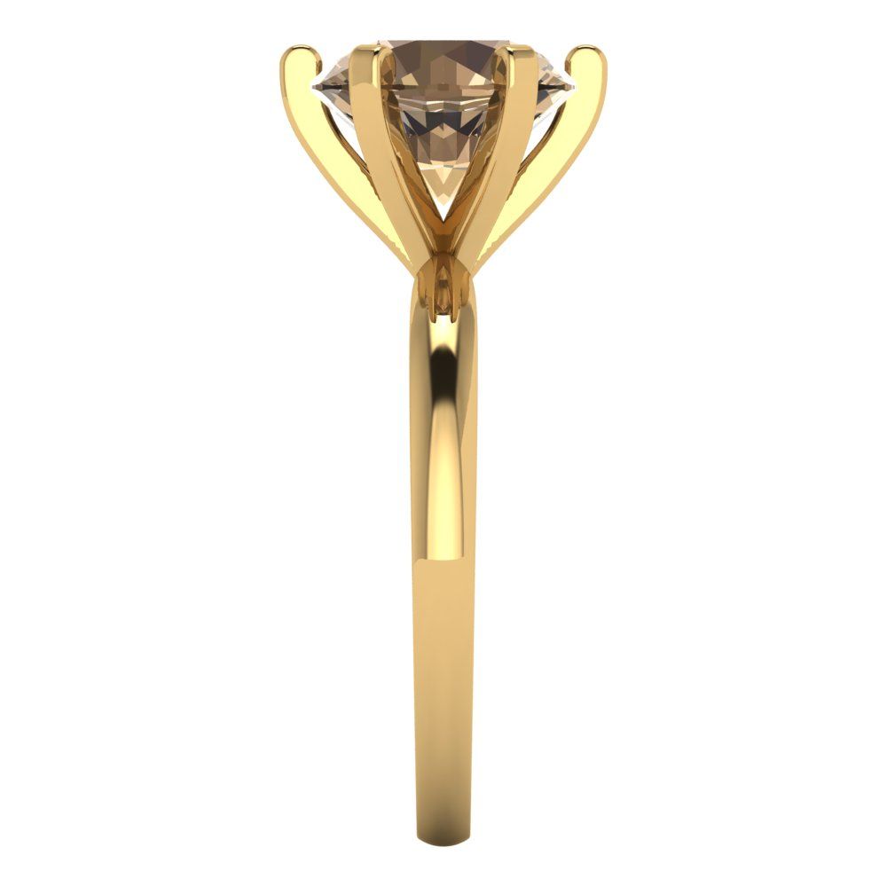 3 cttw Zirconia Simulated Champagne Diamond Solitaire  Engagement Ring - Solid Gold (VVS1, Round Cut,9mm)