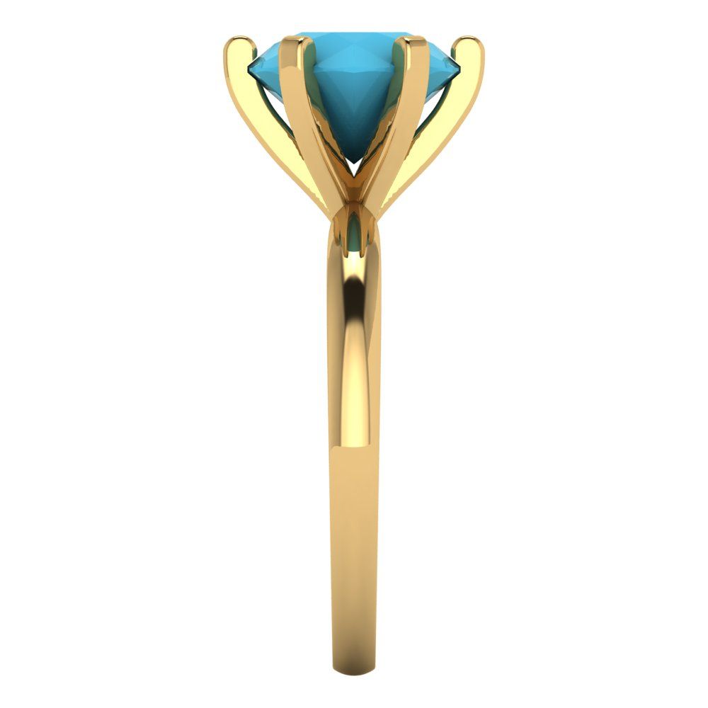 3 cttw Simulated Turquoise Solitaire  Engagement Ring - Solid Gold (Round Cut,9mm)