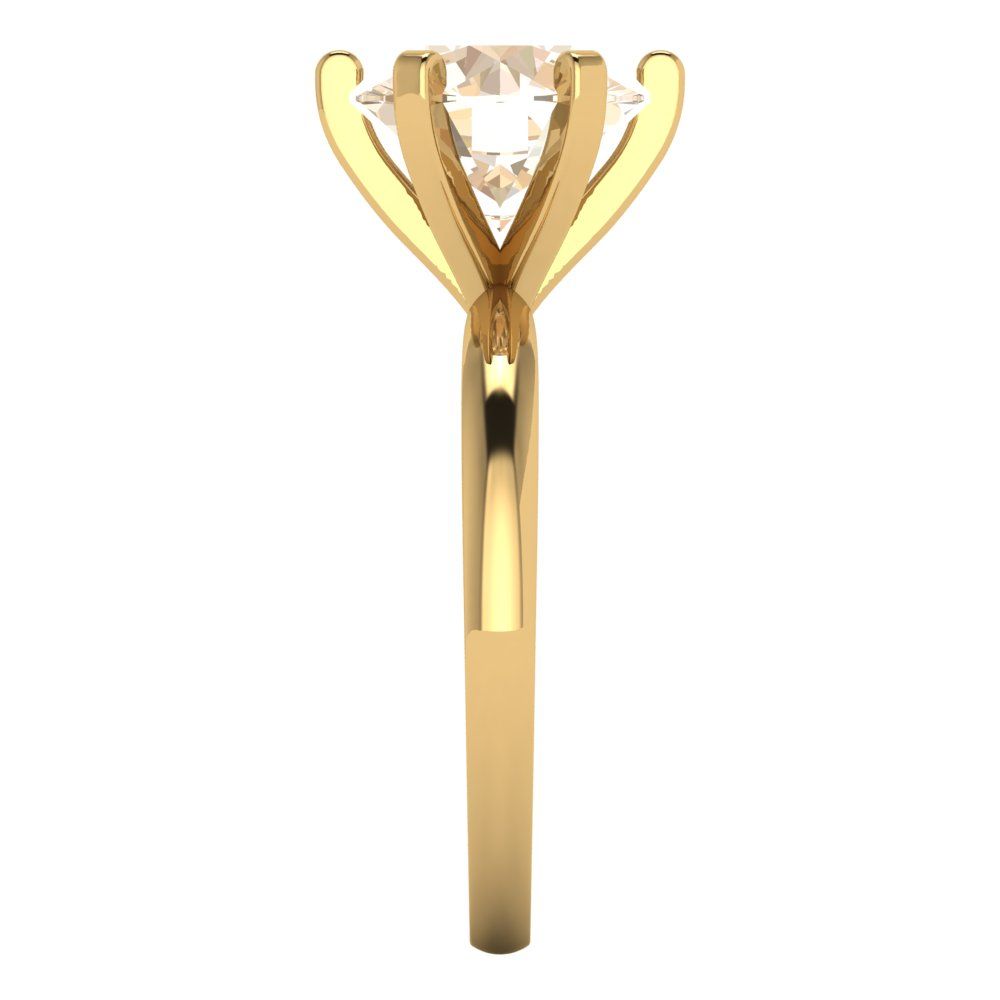 3 cttw Natural Morganite Solitaire  Engagement Ring - Solid Gold (Round Cut,9mm)