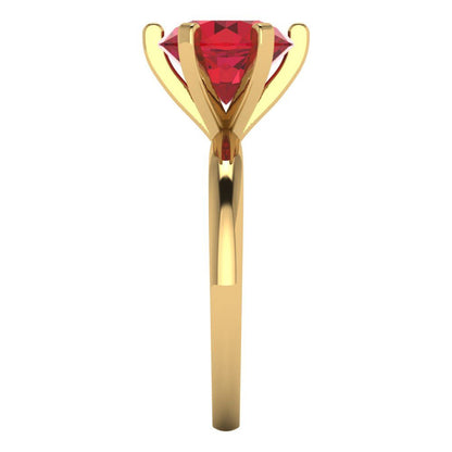 3 cttw Simulated Ruby Solitaire  Engagement Ring - Solid Gold (Round Cut,9mm)