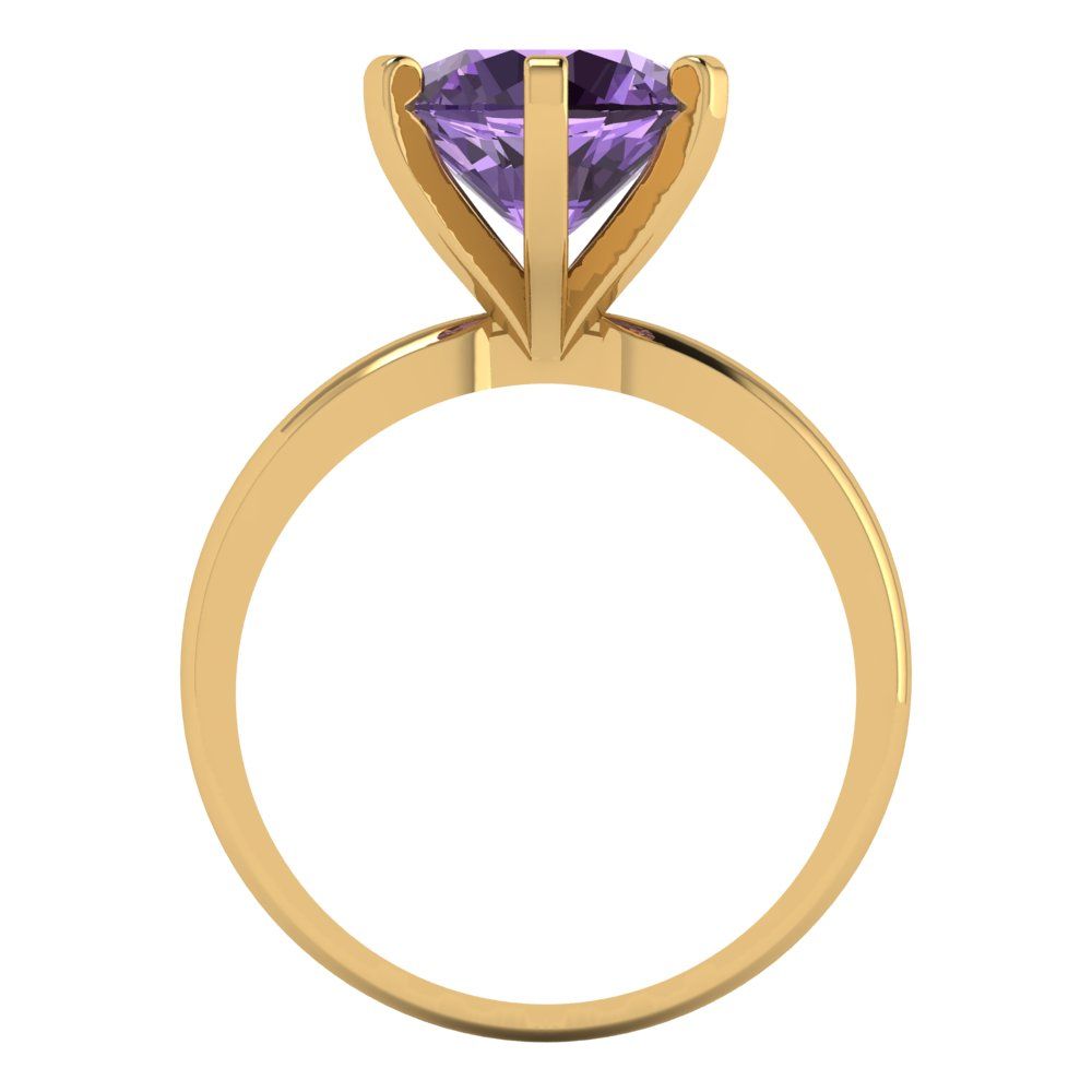 3 cttw Simulated Alexandrite Solitaire  Engagement Ring - Solid Gold (Round Cut,9mm)