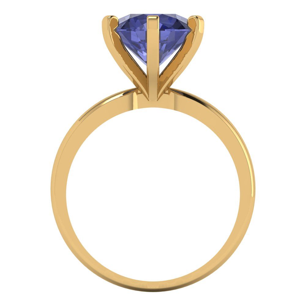 3 cttw Simulated Tanzanite Solitaire  Engagement Ring - Solid Gold (Round Cut,9mm)