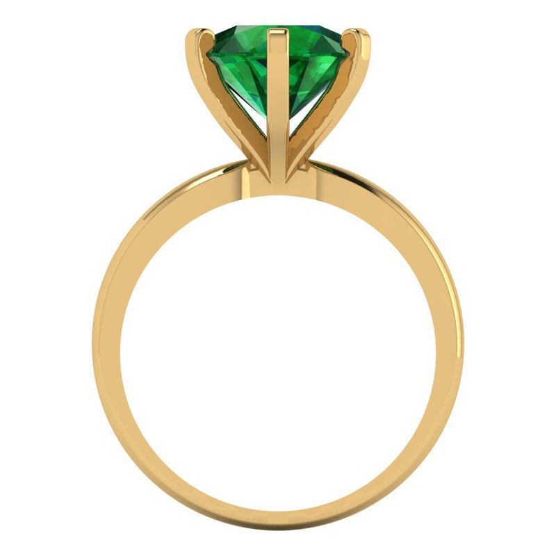 3 ct Brilliant Round Cut Simulated Emerald Stone Yellow Gold Solitaire Ring