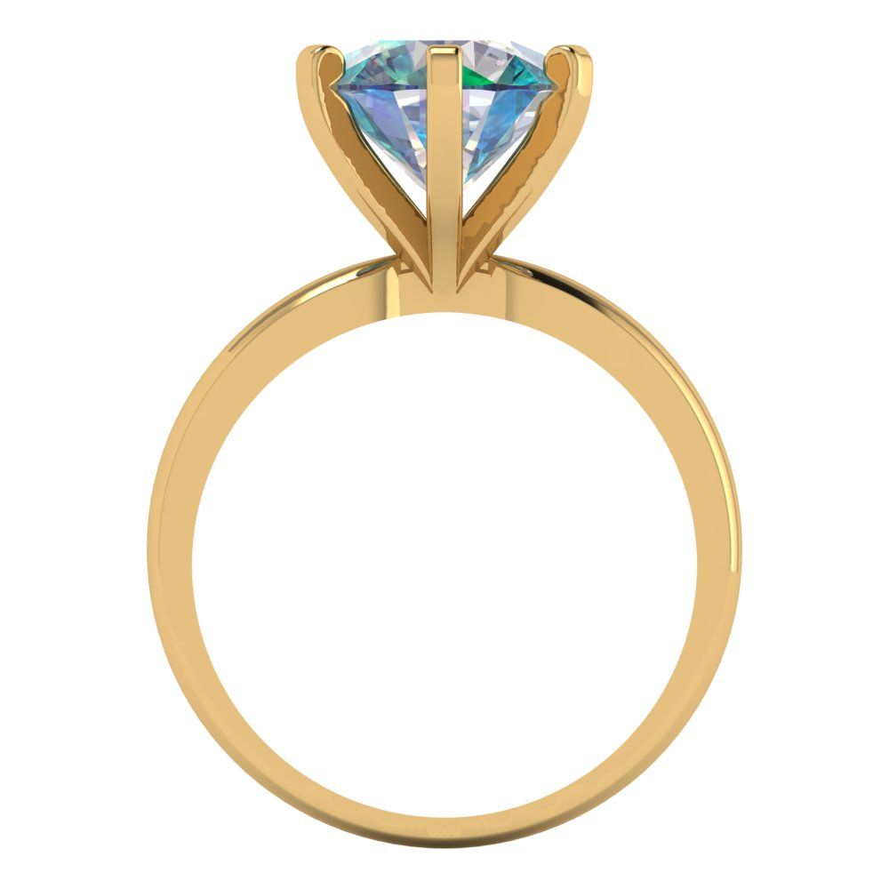 3 cttw Blue Moissanite Solitaire  Engagement Ring - Solid Gold (Round Cut,9mm)