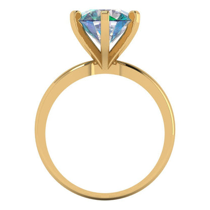 3 cttw Blue Moissanite Solitaire  Engagement Ring - Solid Gold (Round Cut,9mm)