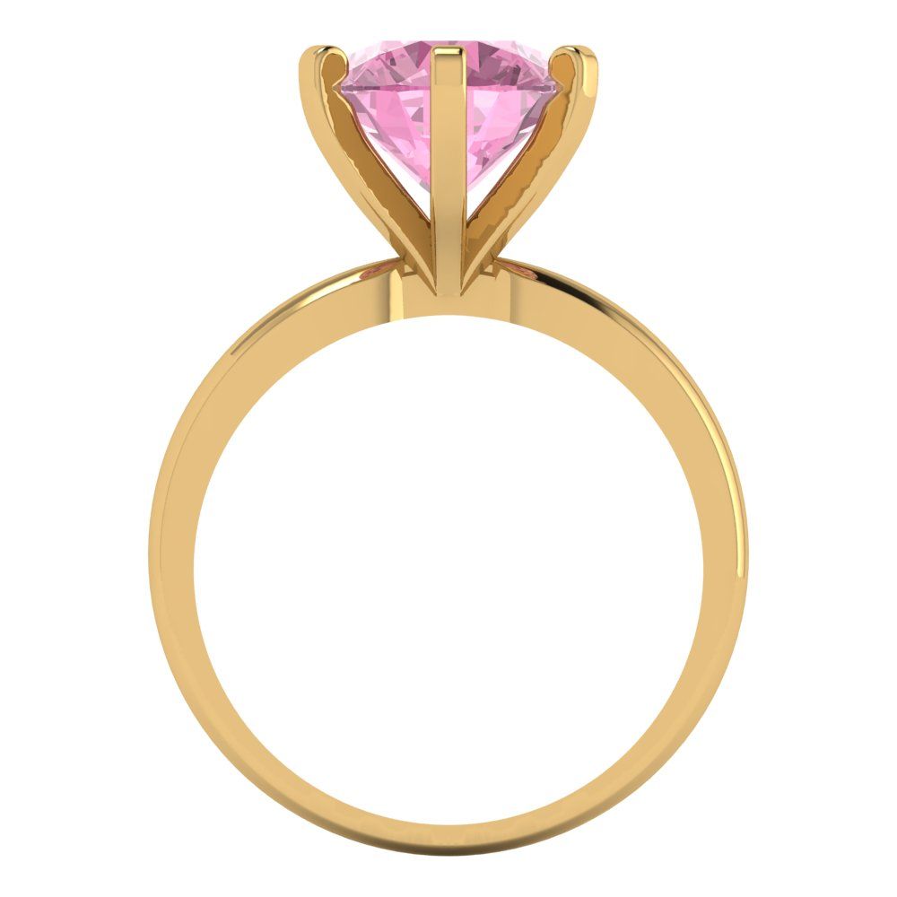 3 cttw Zirconia Simulated Pink Diamond Solitaire  Engagement Ring - Solid Gold (VVS1, Round Cut,9mm)