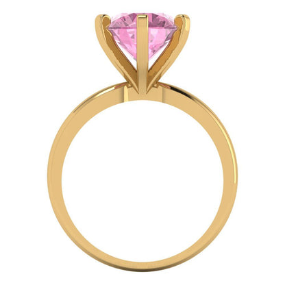 3 cttw Zirconia Simulated Pink Diamond Solitaire  Engagement Ring - Solid Gold (VVS1, Round Cut,9mm)