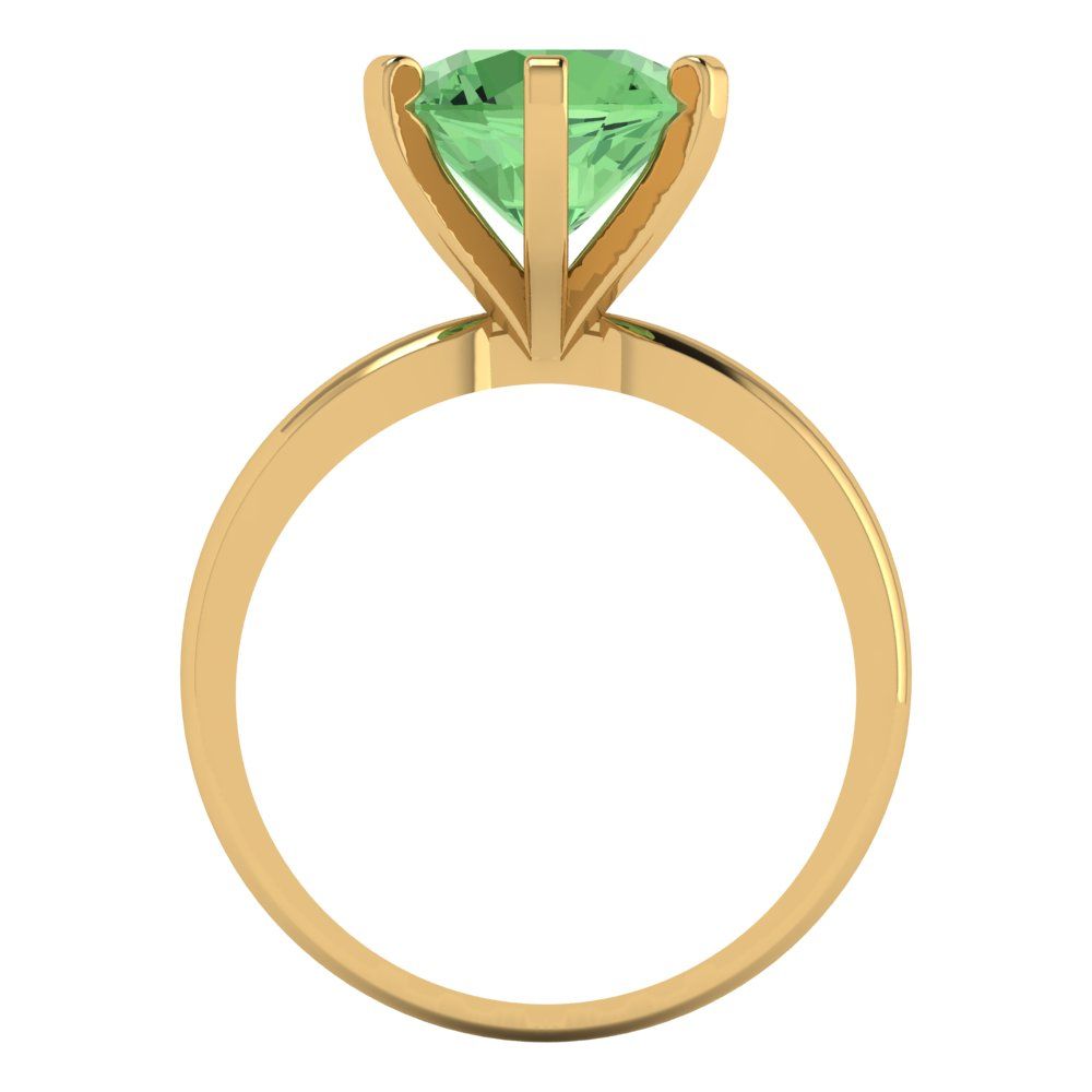 3 cttw Zirconia Simulated Green Diamond Solitaire  Engagement Ring - Solid Gold (VVS1, Round Cut,9mm)