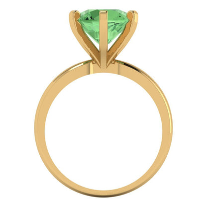 3 cttw Zirconia Simulated Green Diamond Solitaire  Engagement Ring - Solid Gold (VVS1, Round Cut,9mm)