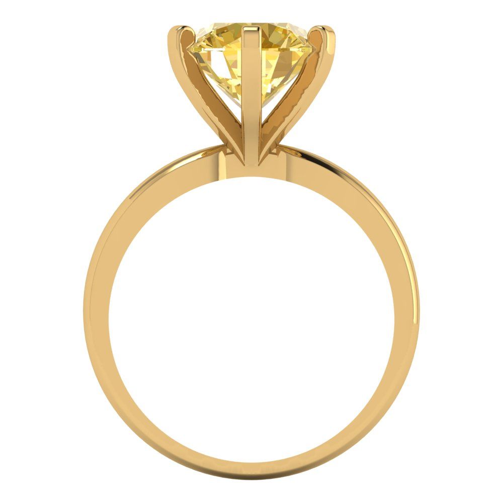 3 cttw Natural Citrine Solitaire  Engagement Ring - Solid Gold (Round Cut,9mm)