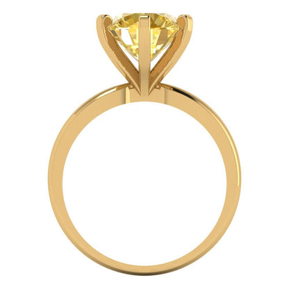 3 cttw Natural Citrine Solitaire  Engagement Ring - Solid Gold (Round Cut,9mm)