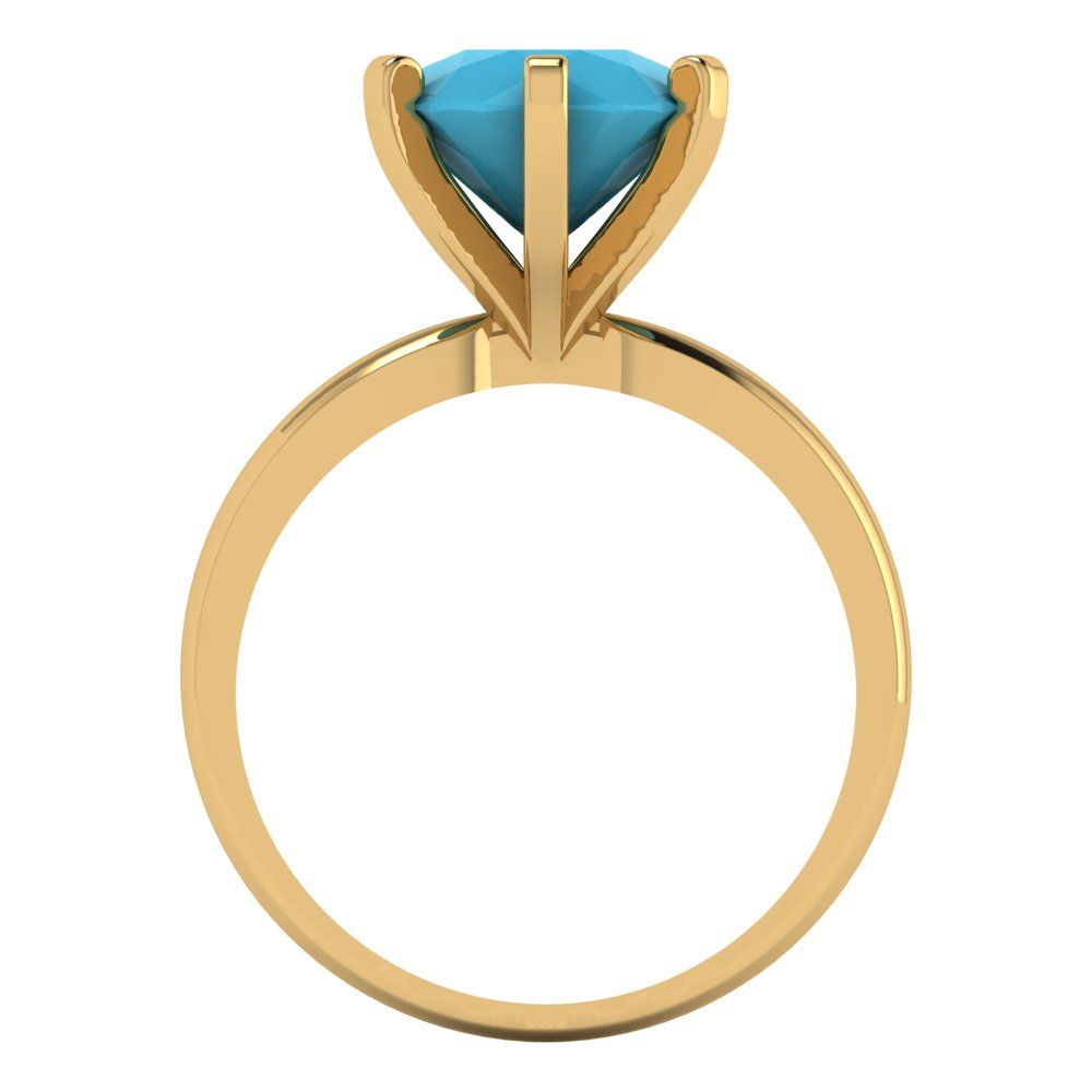3 cttw Simulated Turquoise Solitaire  Engagement Ring - Solid Gold (Round Cut,9mm)