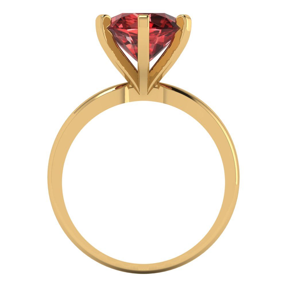 3 cttw Natural Garnet Solitaire  Engagement Ring - Solid Gold (Round Cut,9mm)
