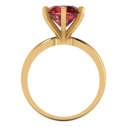 3 cttw Natural Garnet Solitaire  Engagement Ring - Solid Gold (Round Cut,9mm)