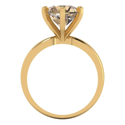 3 cttw Yellow Moissanite Solitaire  Engagement Ring - Solid Gold (Round Cut,9mm)