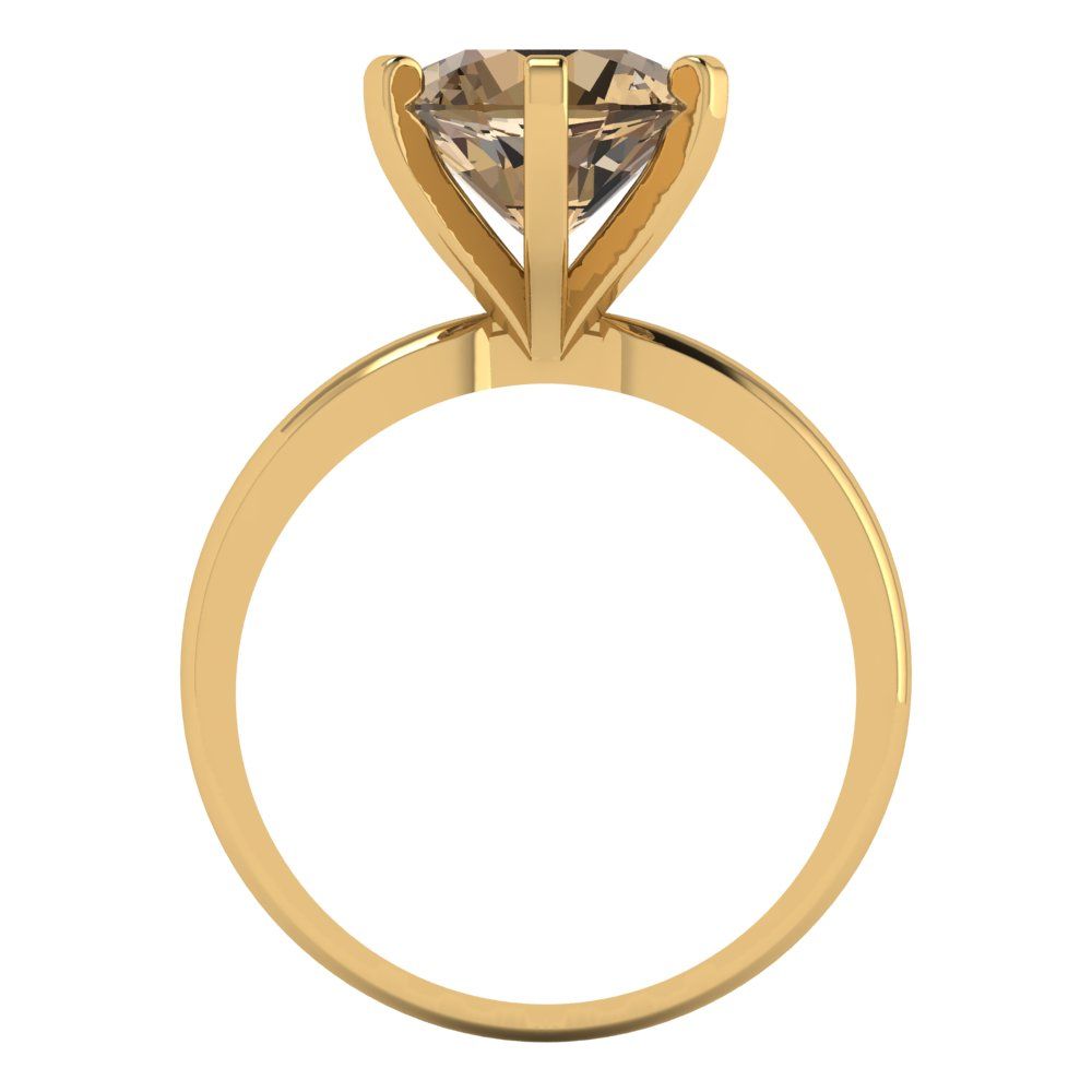 3 cttw Zirconia Simulated Champagne Diamond Solitaire  Engagement Ring - Solid Gold (VVS1, Round Cut,9mm)