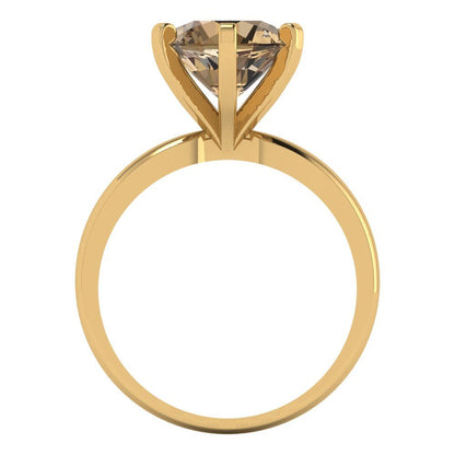 3 cttw Zirconia Simulated Champagne Diamond Solitaire  Engagement Ring - Solid Gold (VVS1, Round Cut,9mm)