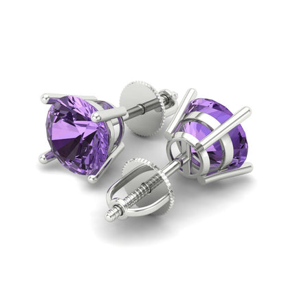 4 ctw Alexandrite Studs Earrings | 8.0mm Round Cut White Gold Screw back | June Birthstone
