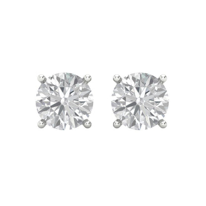 4 ctw Zirconia Diamond Studs Earrings | 8.0mm Round Cut White Gold Screw back | April Birthstone