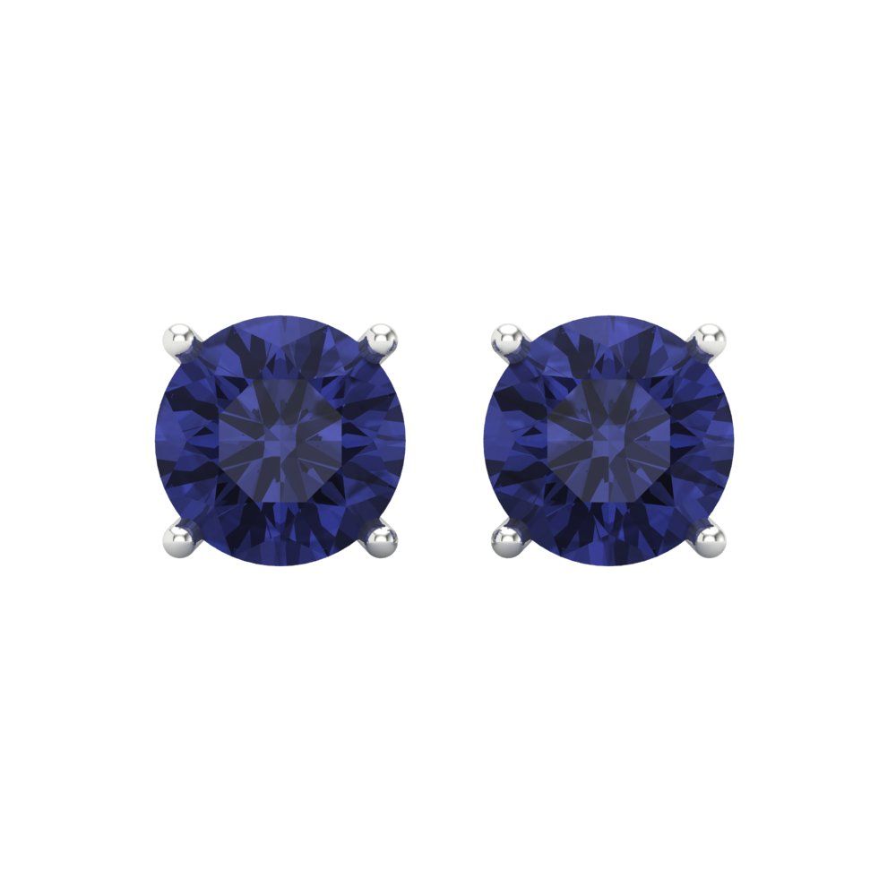 4 ctw Tanzanite Studs Earrings | 8.0mm Round Cut White Gold Screw back | December Birthstone